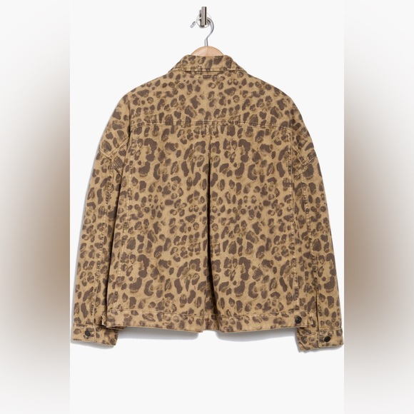 NWT We The Free By Free People Opal Swing Printed Denim Jacket Leopard Size L - Picture 8 of 8